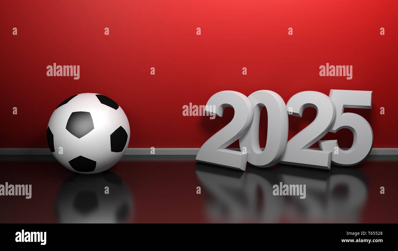 2025 At Red Wall With Soccer Ball 3D Rendering Illustration Stock 2025 At Red Wall With Soccer Ball 3d Rendering Illustration T65528