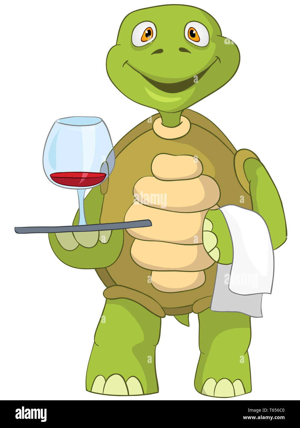 Funny Turtle. Waiter. Stock Photo