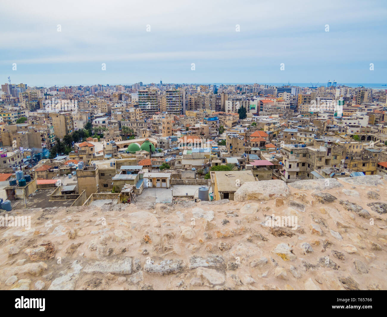 TRIPOLI, LEBANON - MAY 25, 2017: City aerial view from the Tripoli Castle. Stock Photo