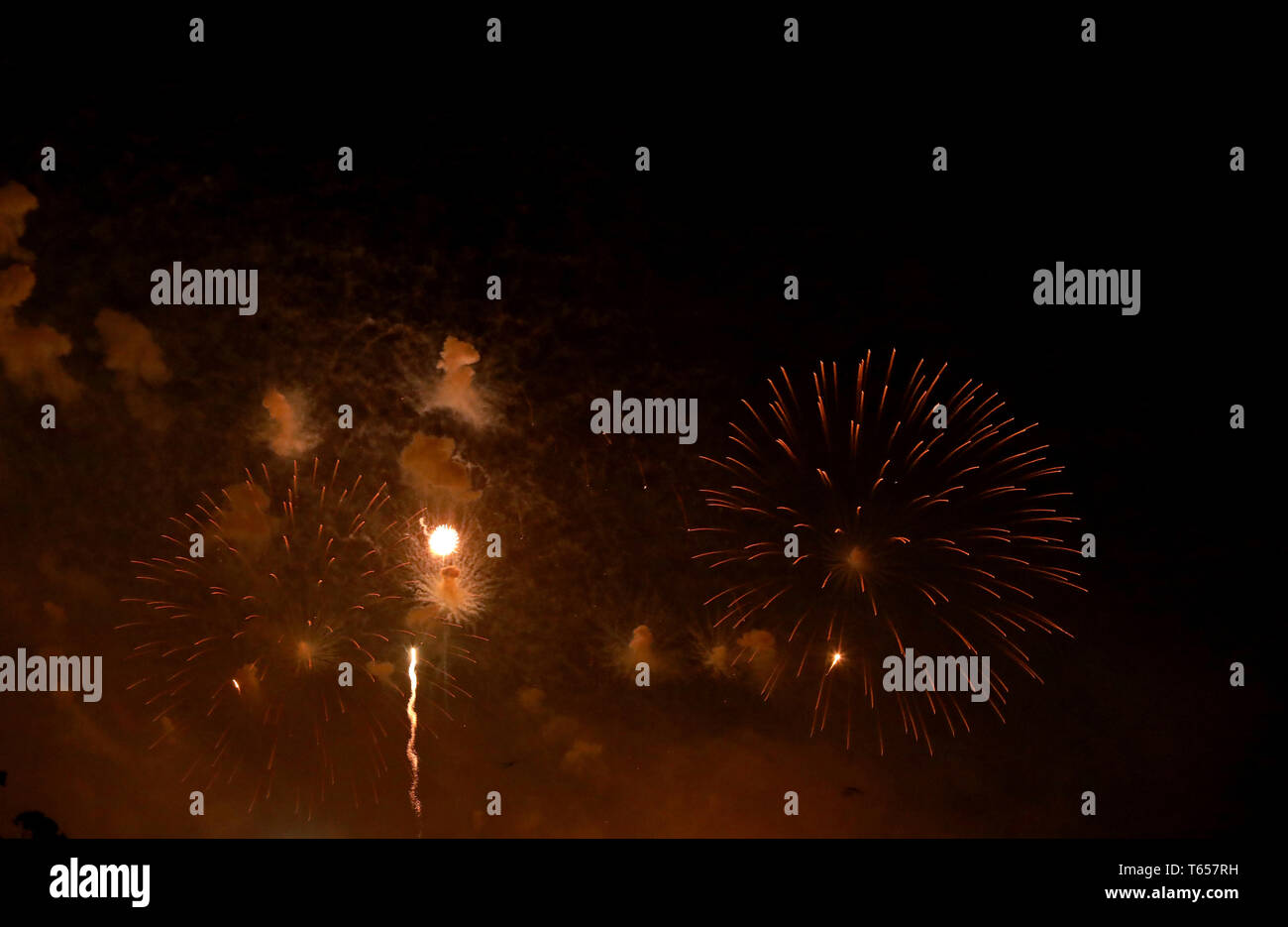 New Year's Eve fireworks and rockets on New Year's Day Stock Photo - Alamy