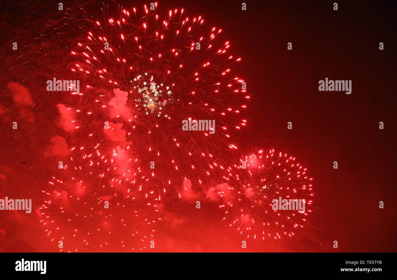 New Year's Eve fireworks and rockets on New Year's Day Stock Photo - Alamy
