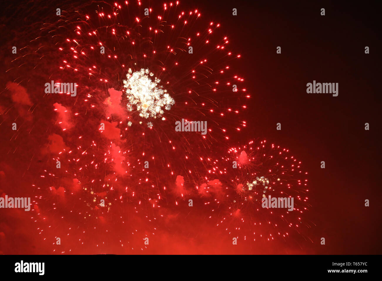 New Year's Eve fireworks and rockets on New Year's Day Stock Photo - Alamy