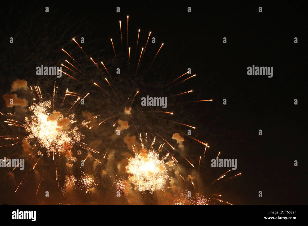 New Year's Eve fireworks and rockets on New Year's Day Stock Photo - Alamy