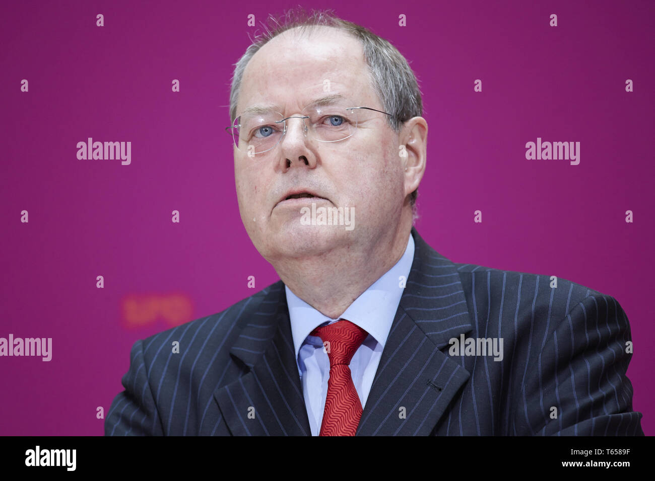 Peer Steinbrück (SPD), SPD chancellor candidate, and SPD Chairman, Sigmar Gabriel (SPD), give press conference Stock Photo