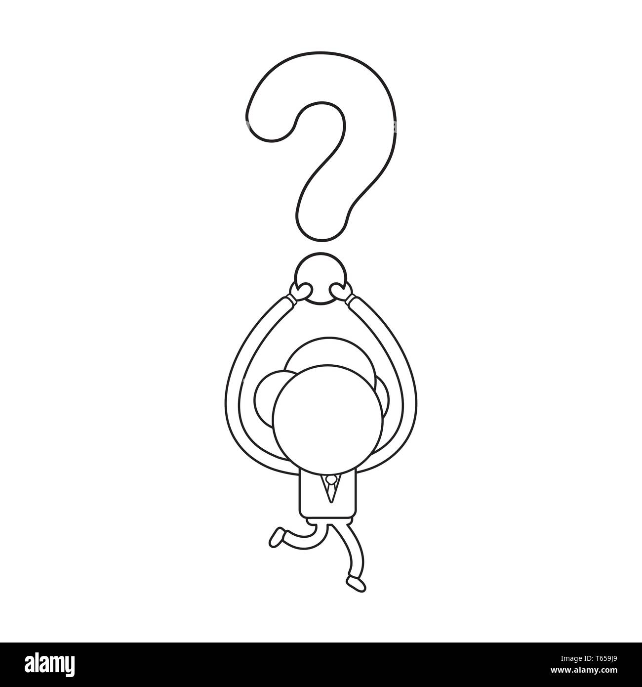 Vector illustration businessman character running and carrying question ...