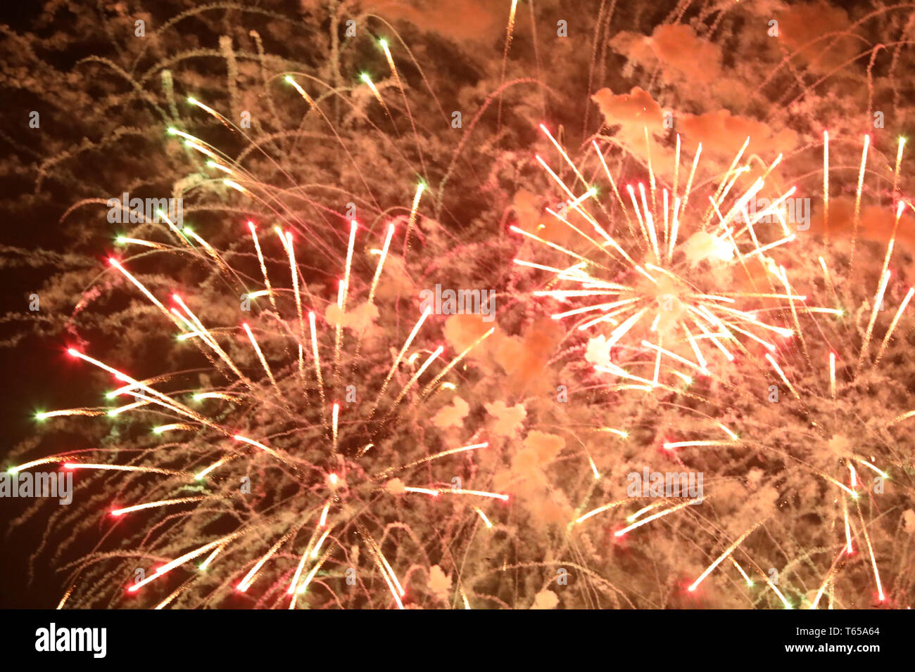 New Year's Eve fireworks and rockets on New Year's Day Stock Photo - Alamy