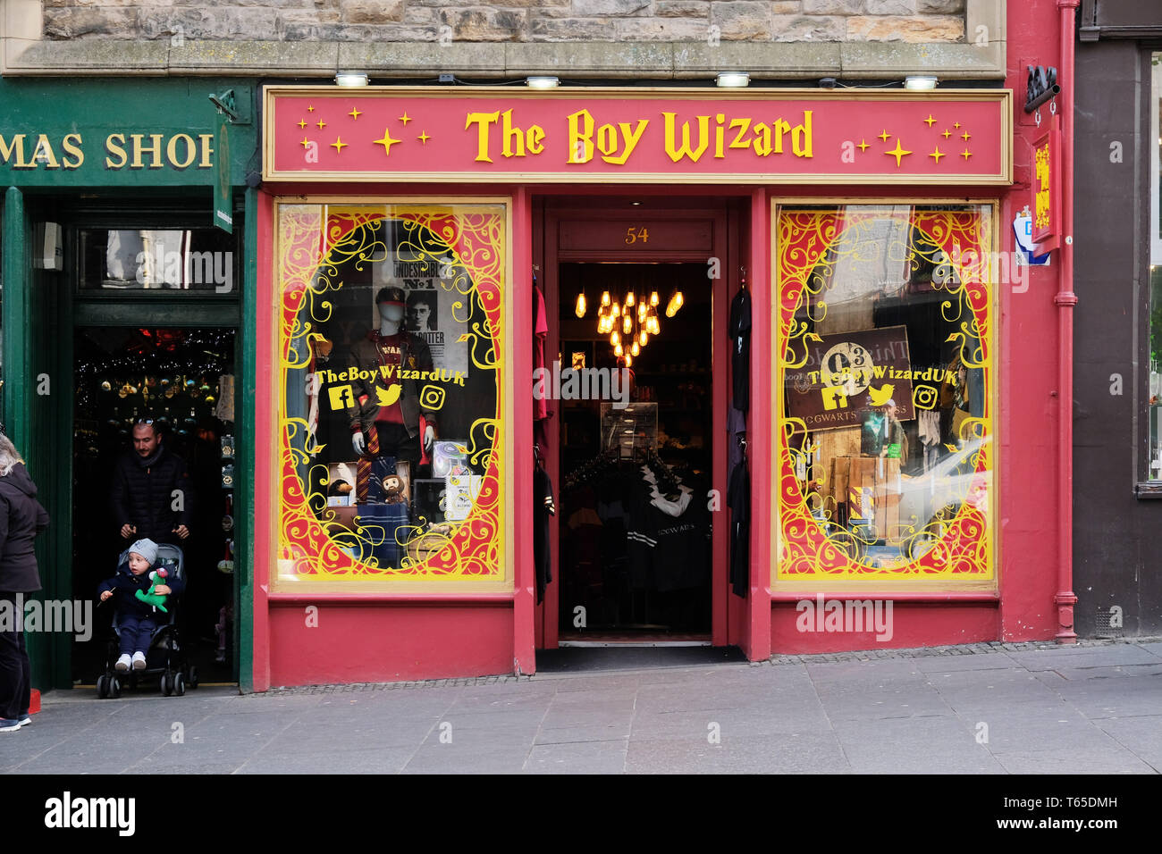 The Boy Wizard gift shop based on the Harry Potter books, West Bow, Edinburgh old town, Scotland
