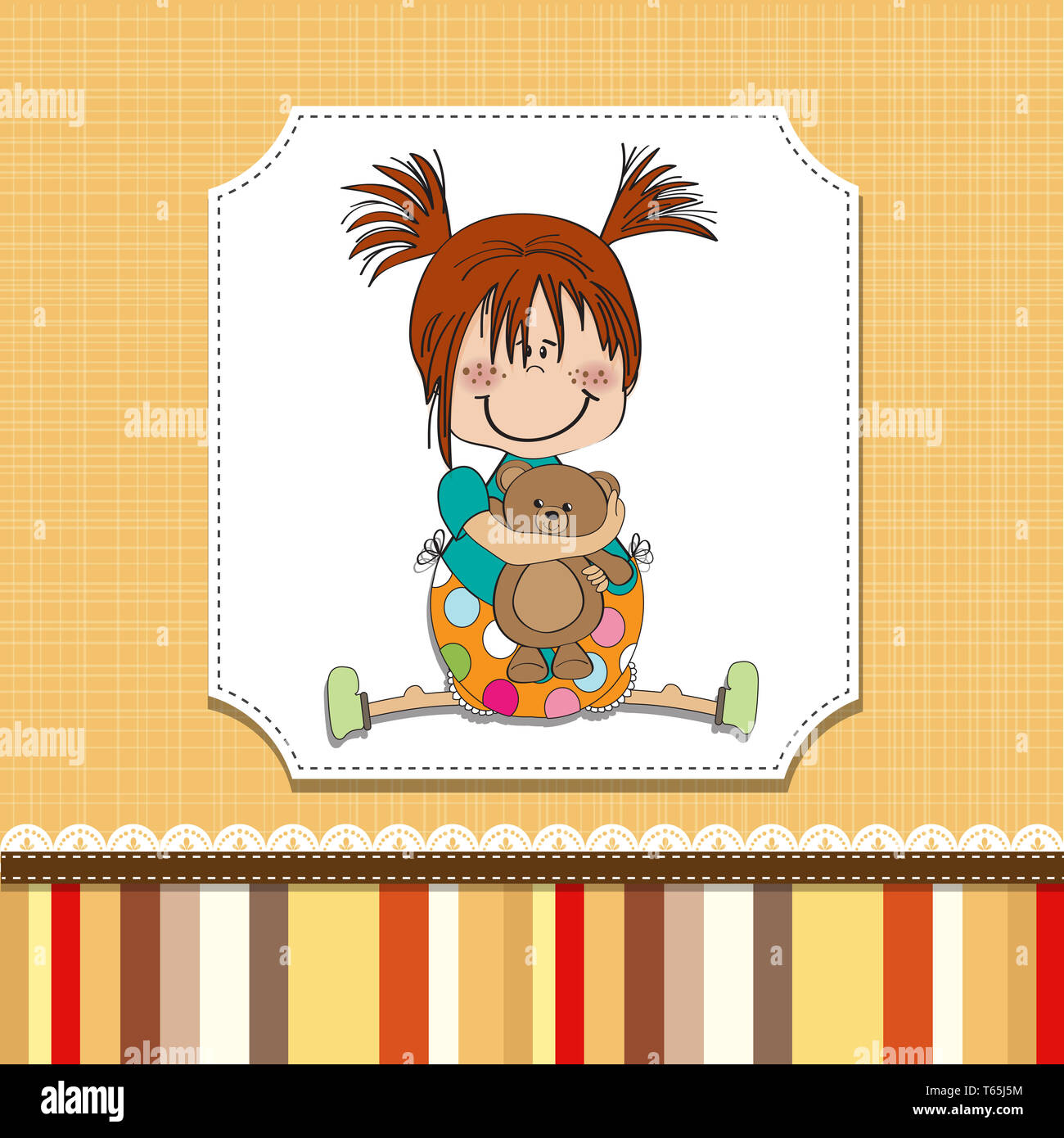 little girl sitting with her teddy bear Stock Photo - Alamy