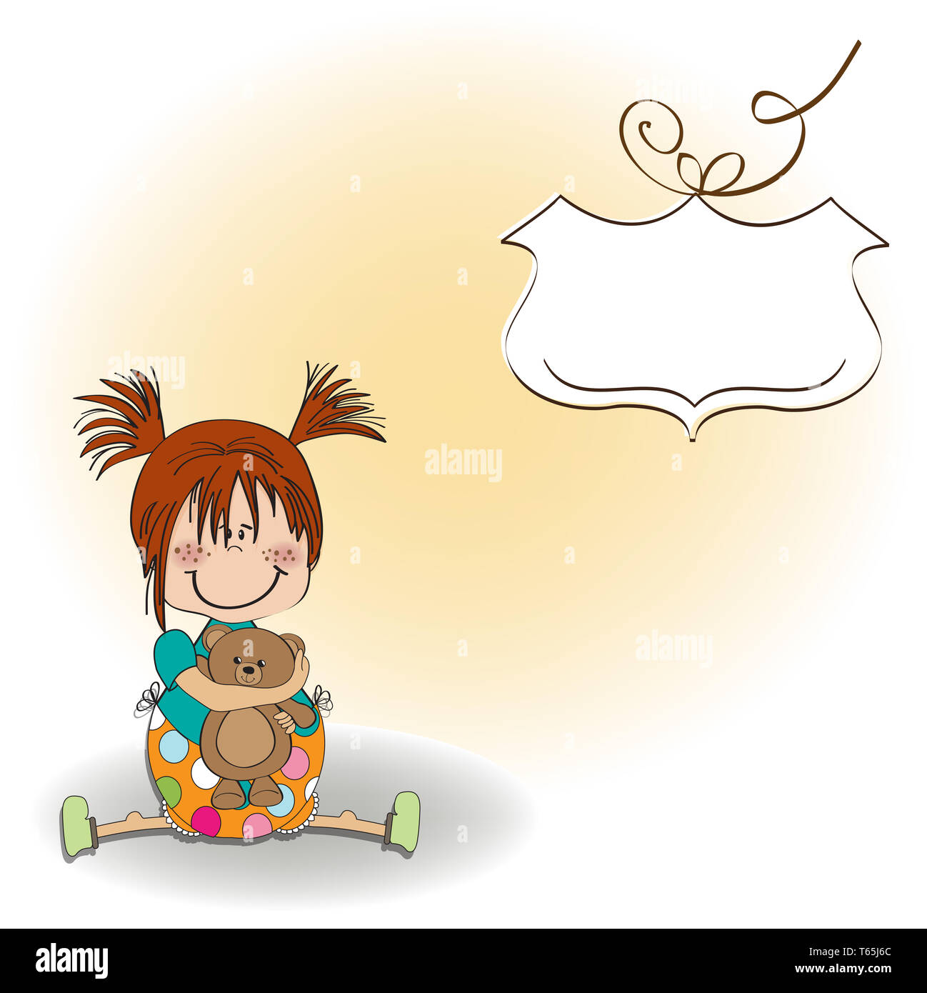 little girl sitting with her teddy bear Stock Photo - Alamy