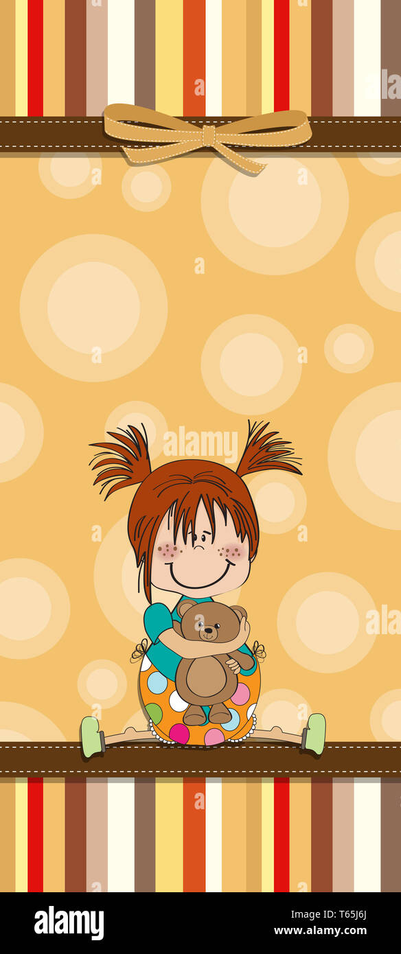 little girl sitting with her teddy bear Stock Photo - Alamy
