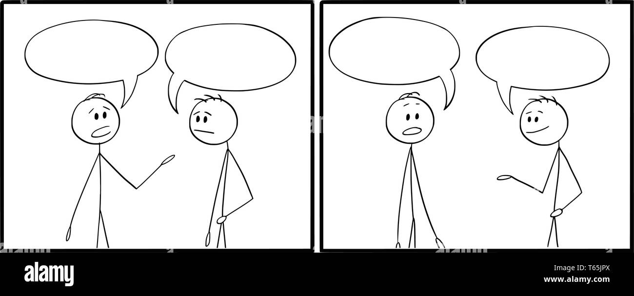 Two Cartoon Frames Of Stick Figure Drawing Of Two Men Or Businessmen Two Cartoon Frames Of Stick Figure Drawing Of Two Men Or Businessmen