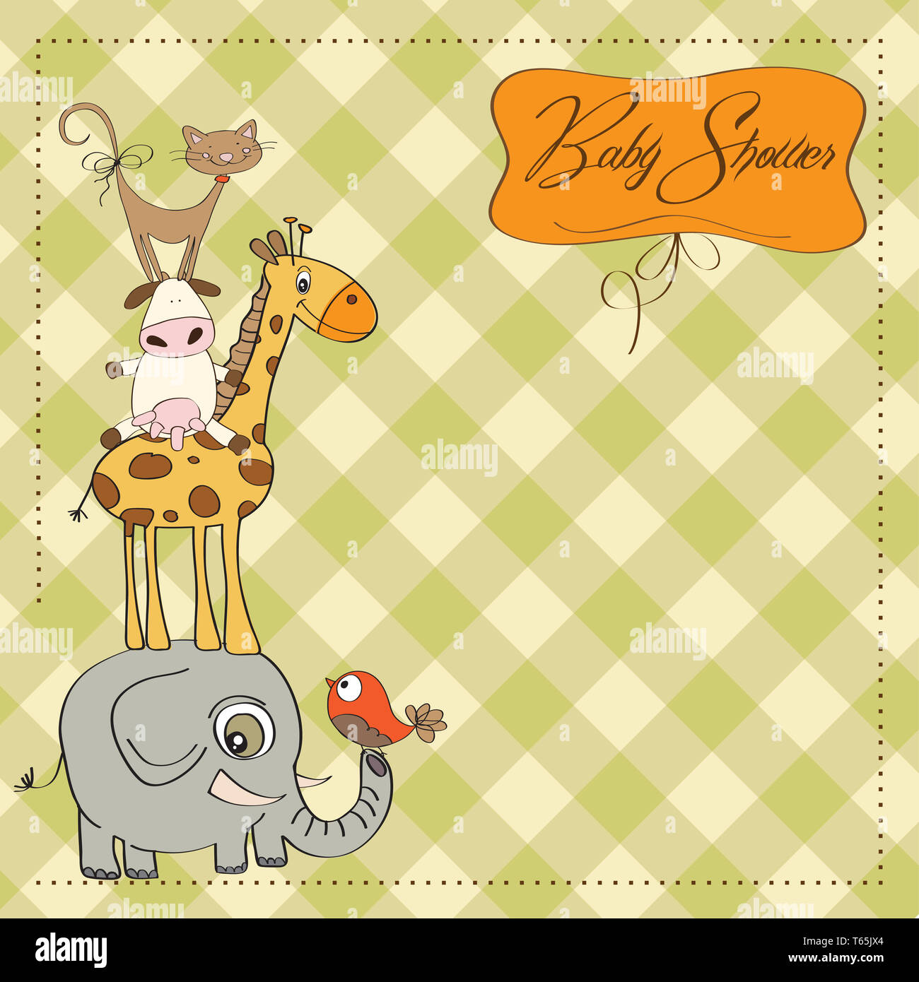 baby shower card with funny pyramid of animals Stock Photo Alamy
