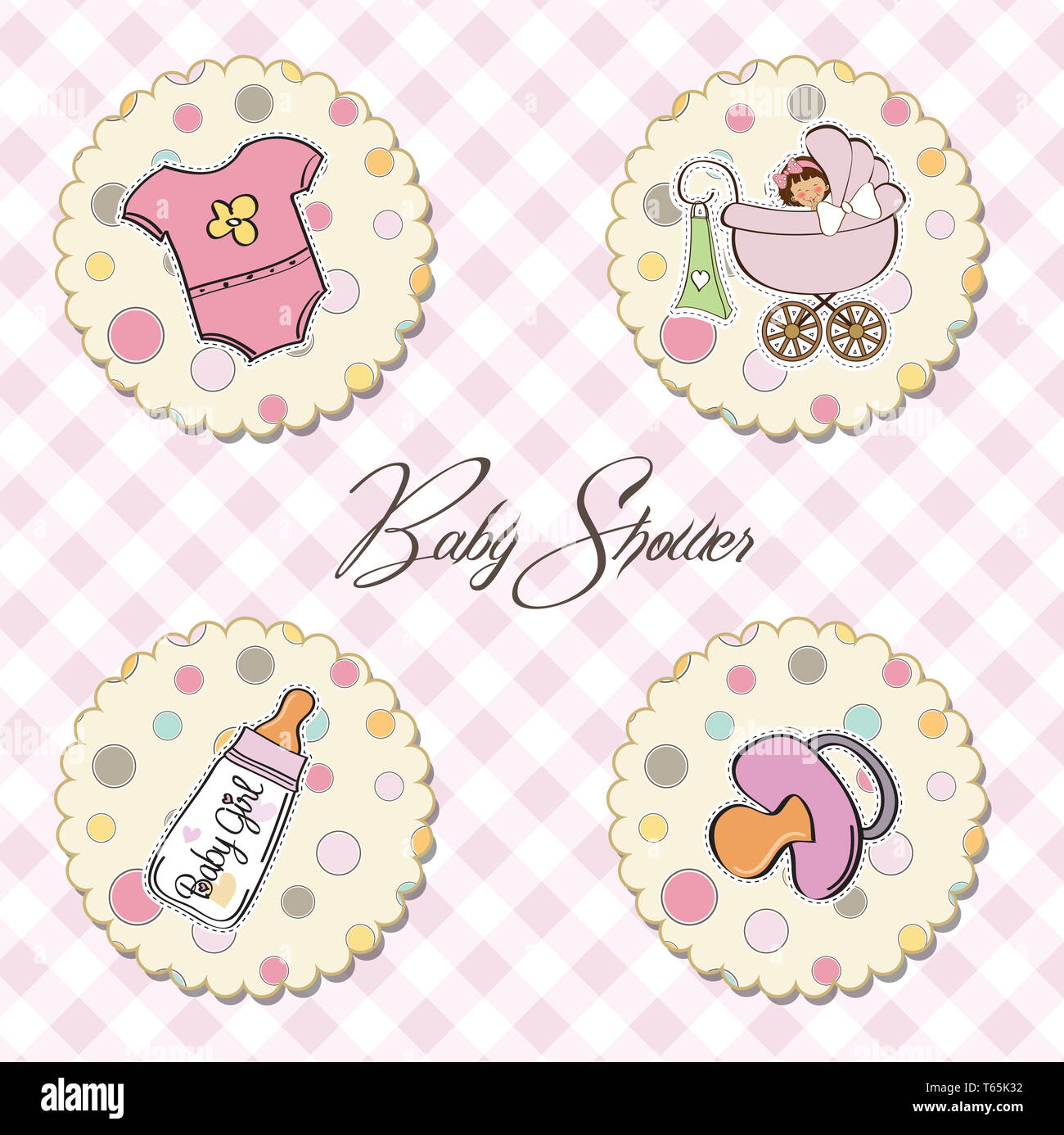 cartoon baby girl items collection Stock Photo