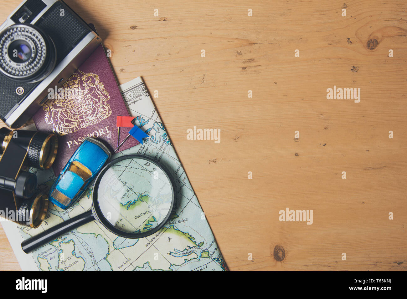 Road trip travel planning background Stock Photo