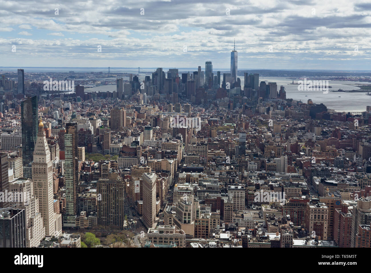 View of Downtown Manhattan, New York City from the Empire State Building, USA Stock Photo