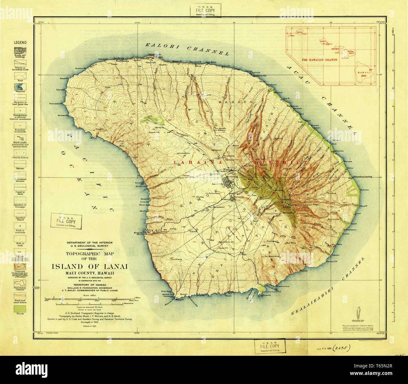 USGS TOPO Map Hawaii HI Island of Lanai 349887 1925 62500 Restoration