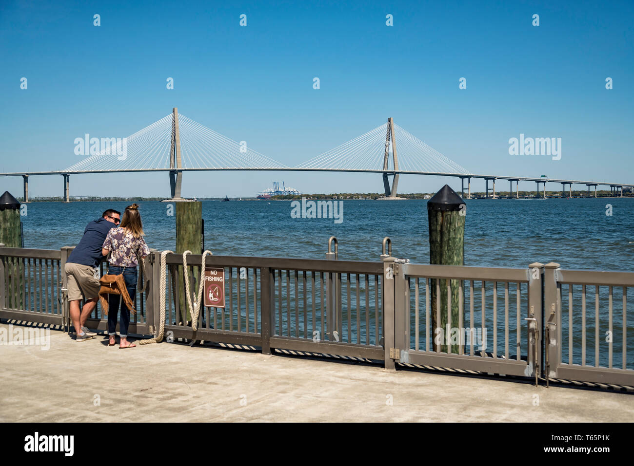 CHARLESTON, SC MARCH 29, 2019 The Ravenel Bridge, as seen from the