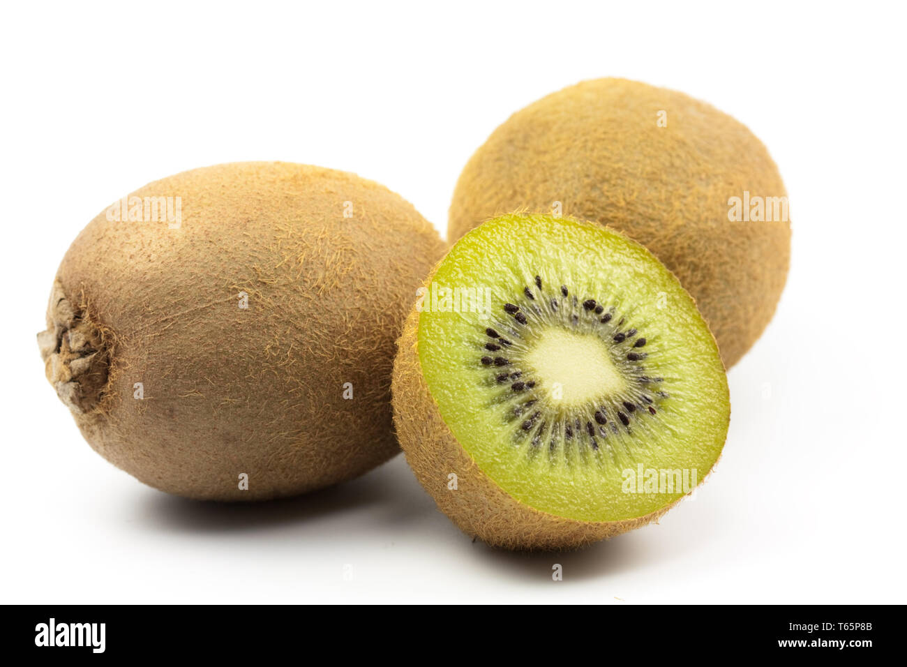 fresh cut kiwi fruit on white background Stock Photo