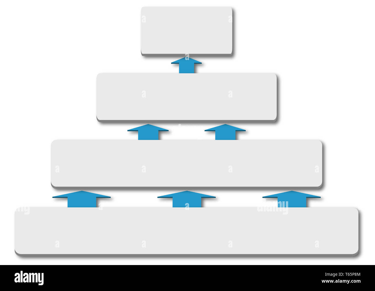 illustration of pyramid structure - ponzi scheme, trickle up effect, multi level marketing Stock Photo