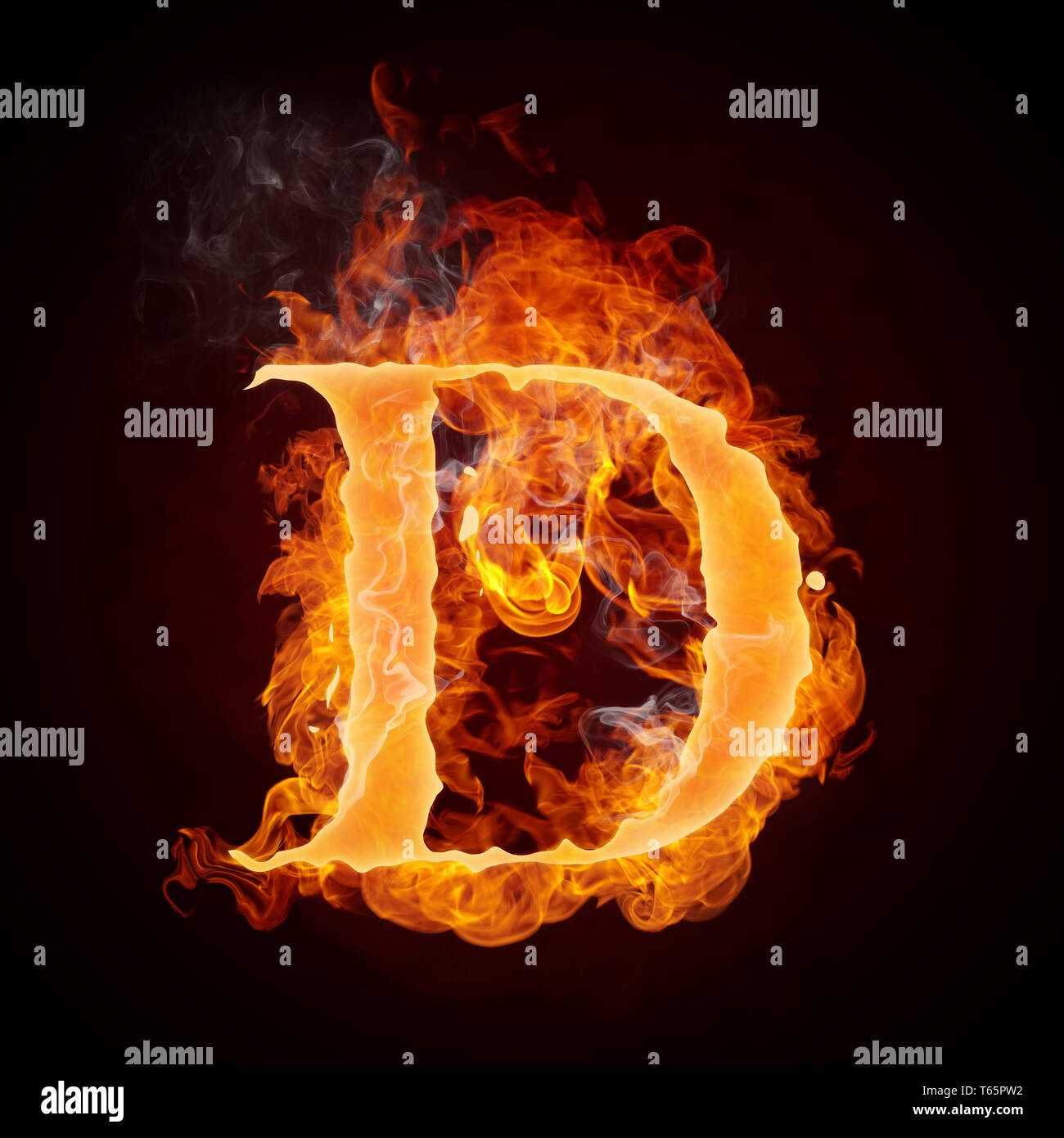Letters And Symbols In Fire - Letter P. Stock Photo, Picture and