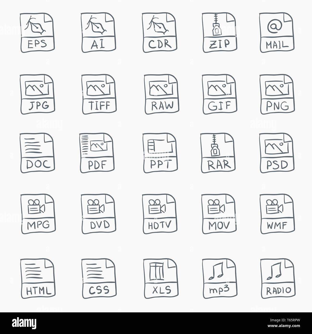Sketch Icon Set Stock Photo - Alamy