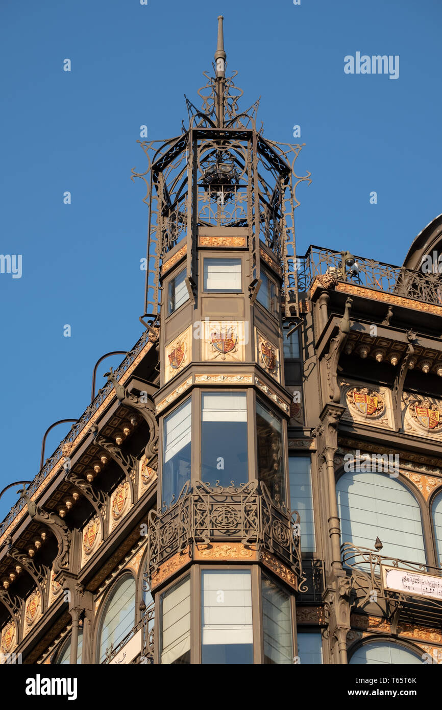 Facade of the Art Nouveau Musical Instruments Museum, Brussels, Belgium