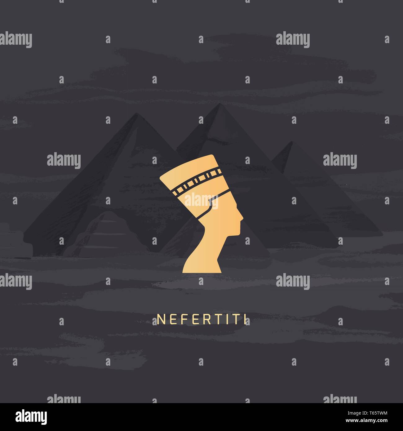A vector icon image of the queen of Egypt Nefertiti profile isolated on ...