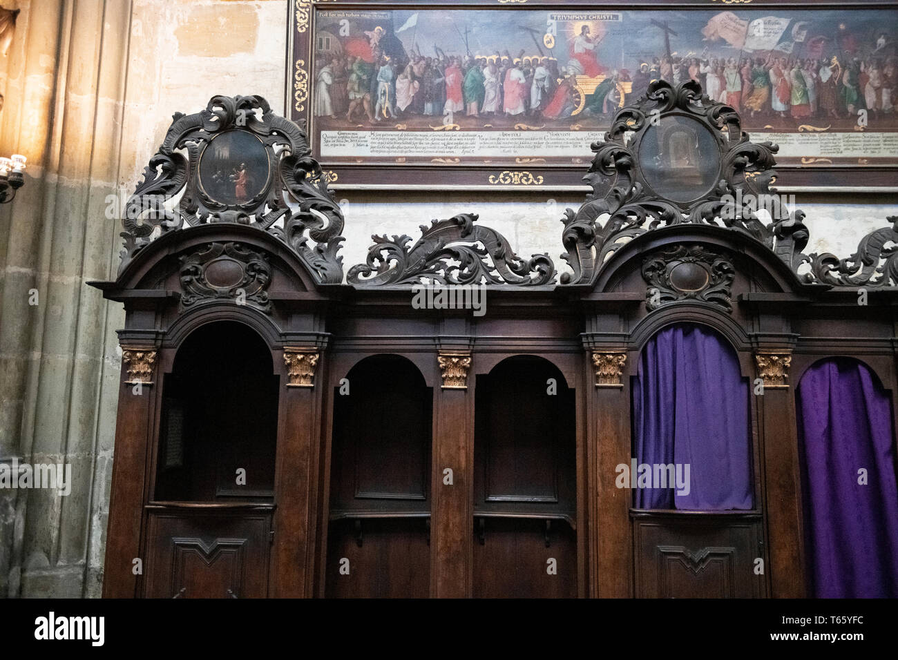 Confession booth, St Vitus Cathedral, Prague Castle, Prague, Czech Republic Stock Photo