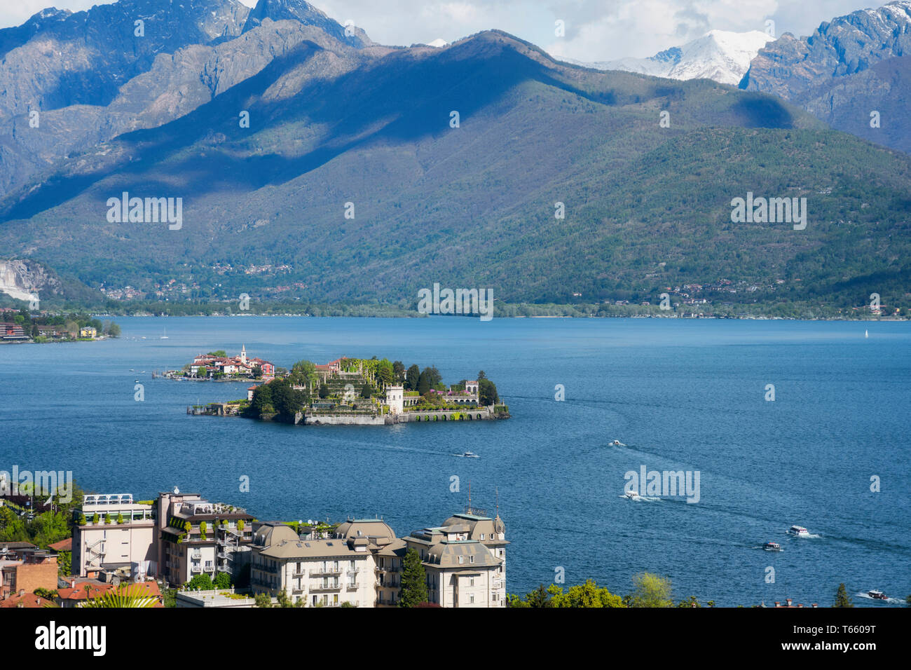 Isola Bella and Isola dei Pescatori, the famous Islands on Lago Maggiore lake. Stresa, Italy Stock Photo