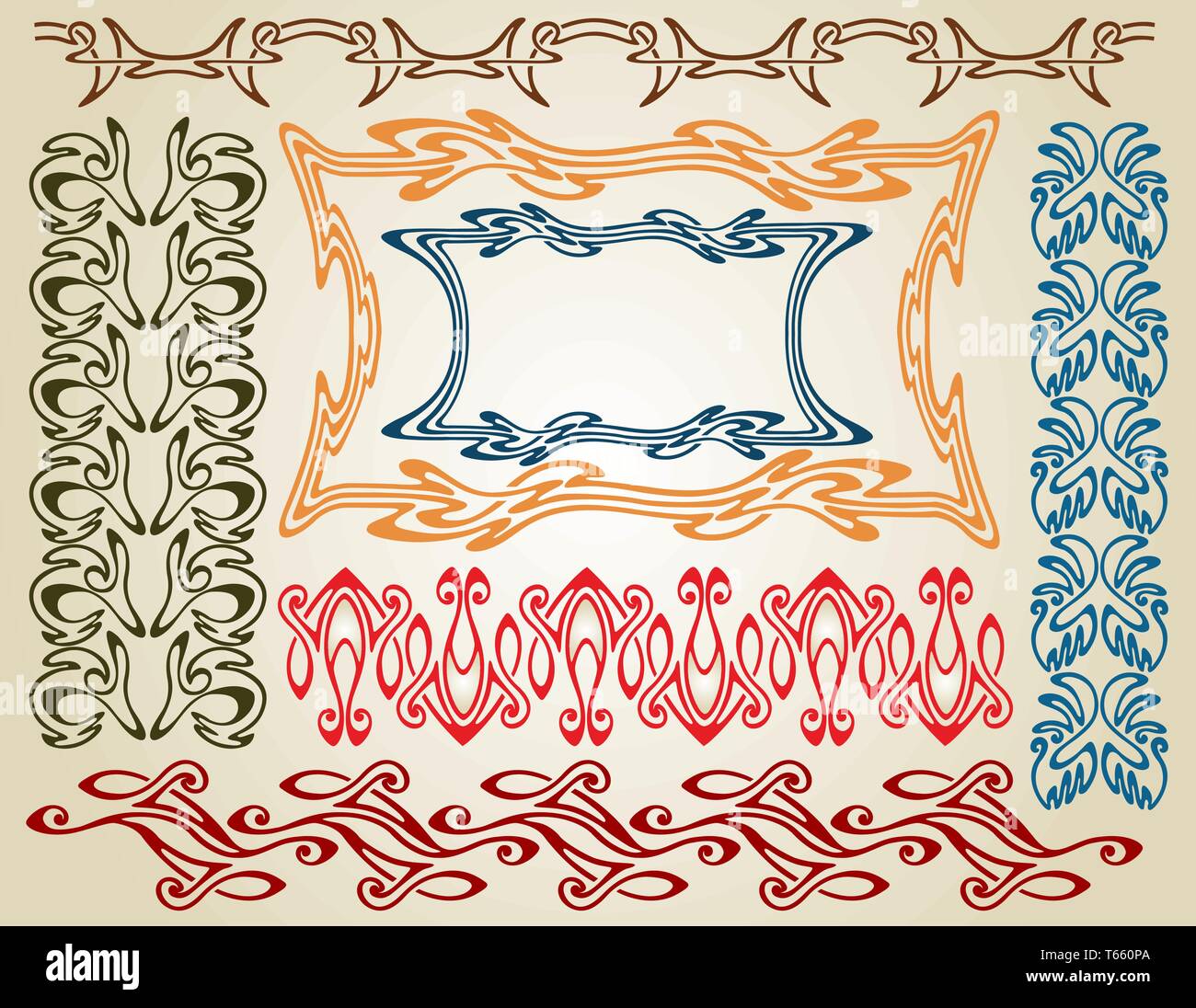 Set of abstract vintage elements and frames Stock Vector Image & Art ...