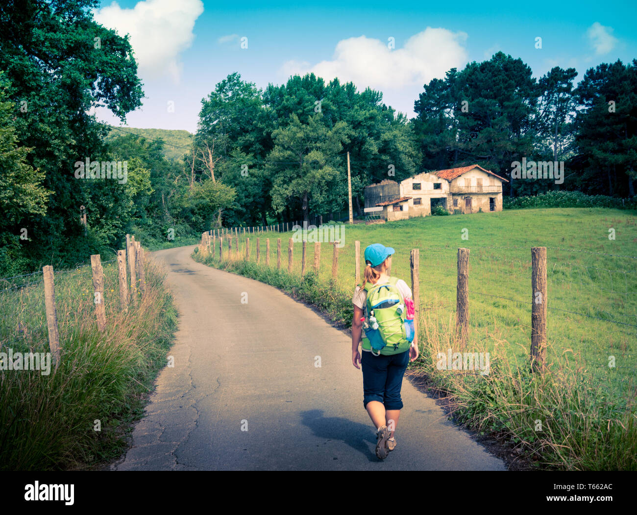 pilgrimage at Camino de Santiago Stock Photo