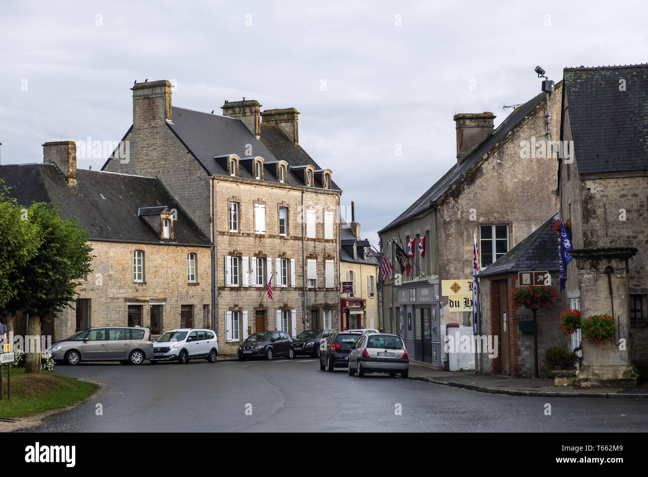 SainteMarieduMont, France August 16, 2018 Street view and