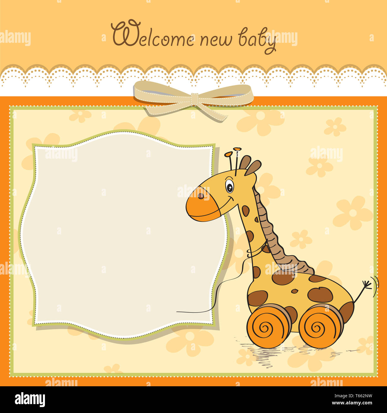Baby shower card with cute giraffe Stock Photo - Alamy