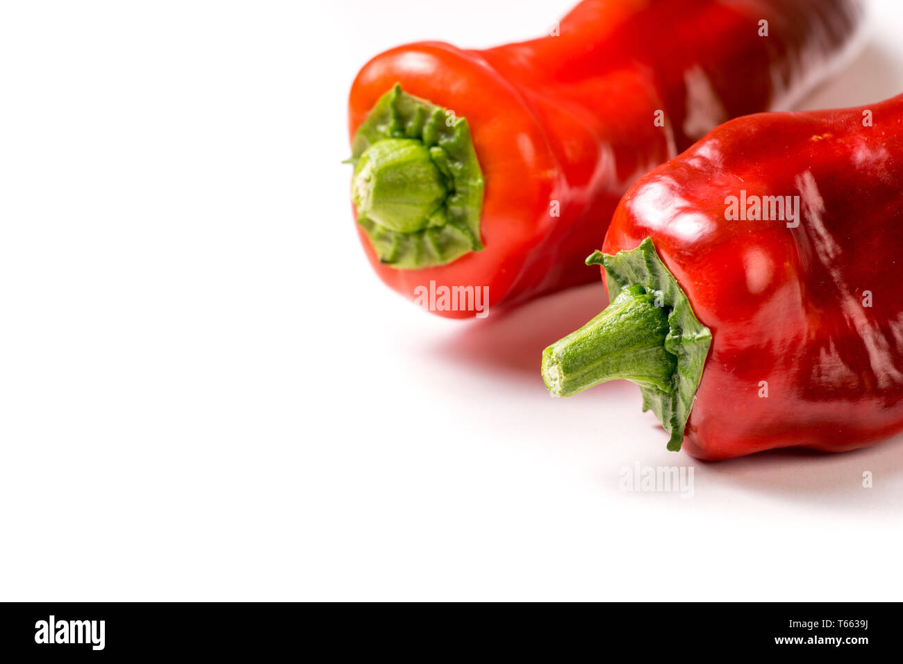 Red organic snack pepper, bellpepper isolated on white background Stock Photo