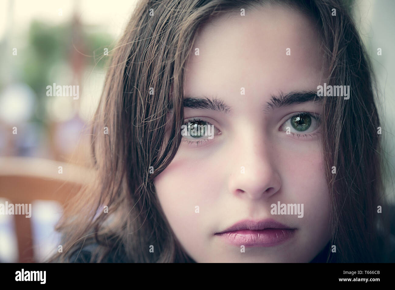vintage close up portrait of a teenager girl Stock Photo