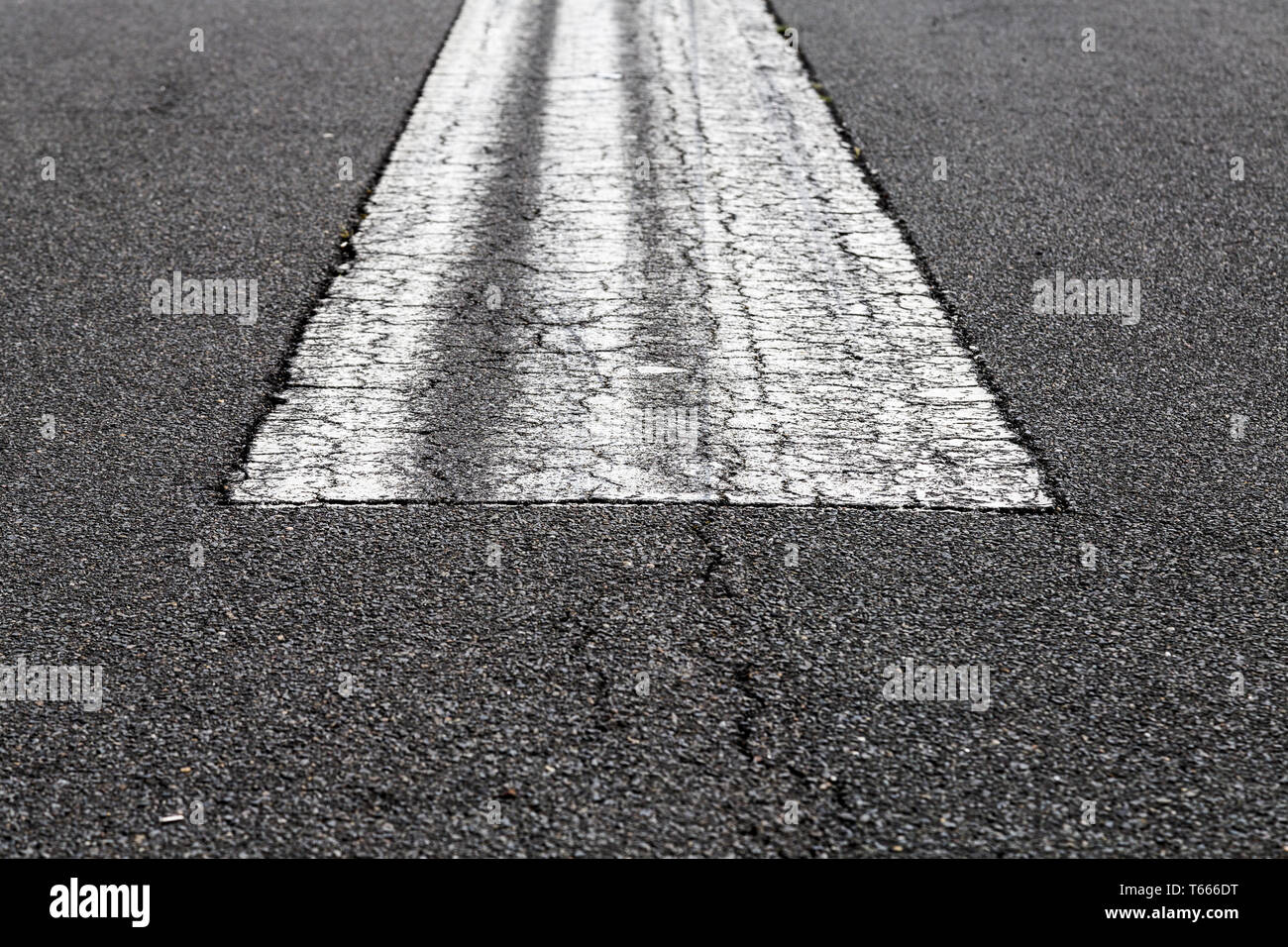 road marking on an airstrip at airport Stock Photo