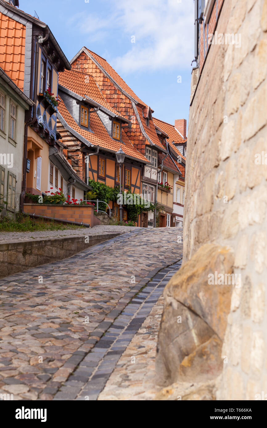 UNESCO World Heritage City Quedlinburg, Harz Mountains, Saxony-Anhalt, Germany Stock Photo