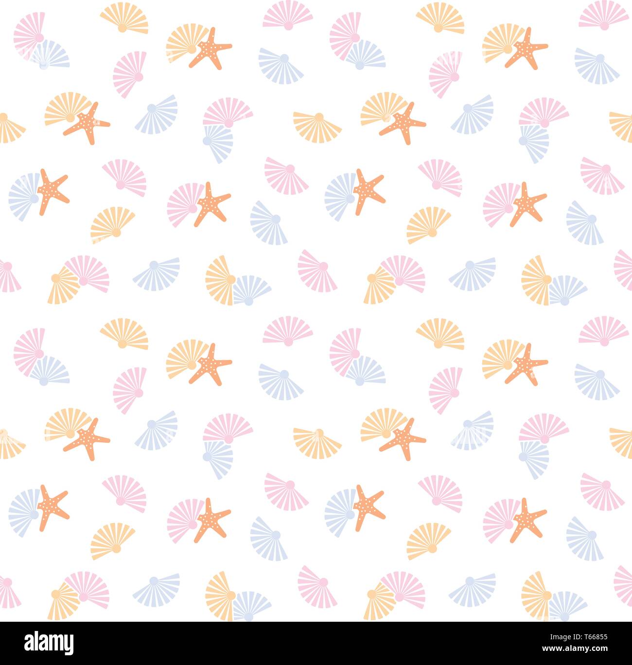 Scallops and starfish seamless pattern background vector illustration Stock Vector