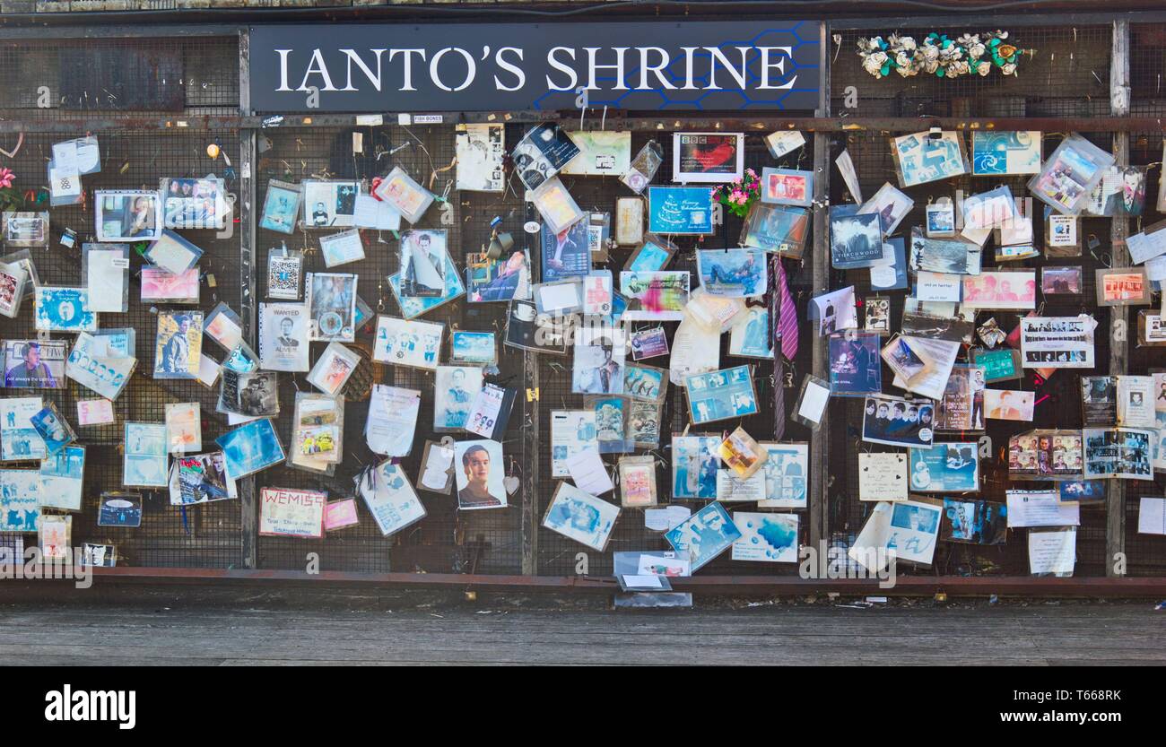 Ianto's Shrine, Mermaid Quay, Cardiff Bay, Cardiff, Wales, United Kingdom. Stock Photo