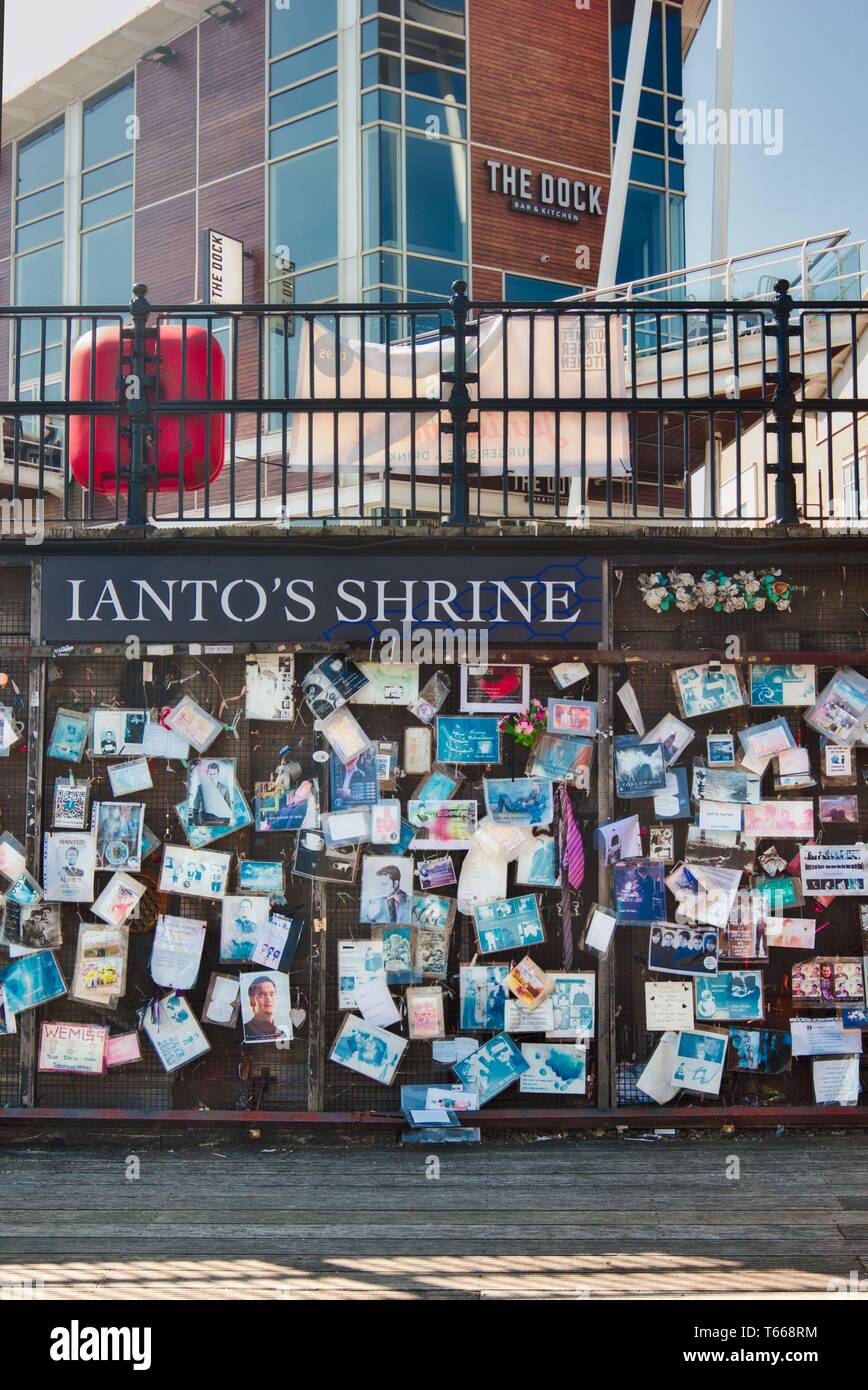 Ianto's Shrine, Mermaid Quay, Cardiff Bay, Cardiff, Wales, United Kingdom. Stock Photo