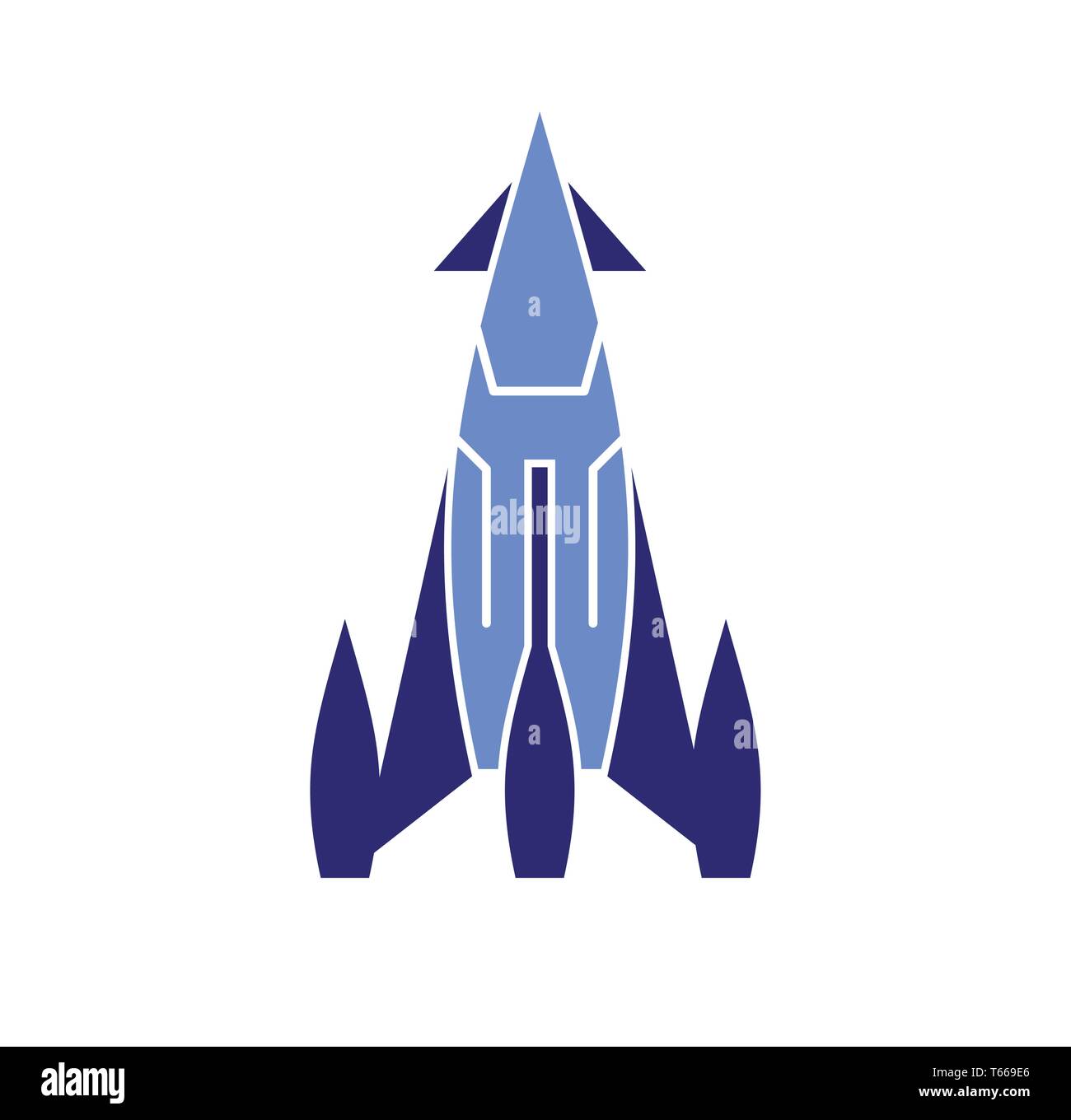 Rocket icon on background for graphic and web design. Simple vector