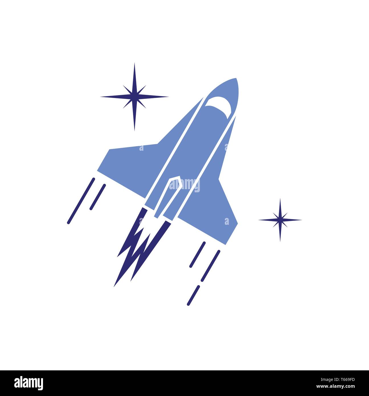 Rocket icon on background for graphic and web design. Simple vector