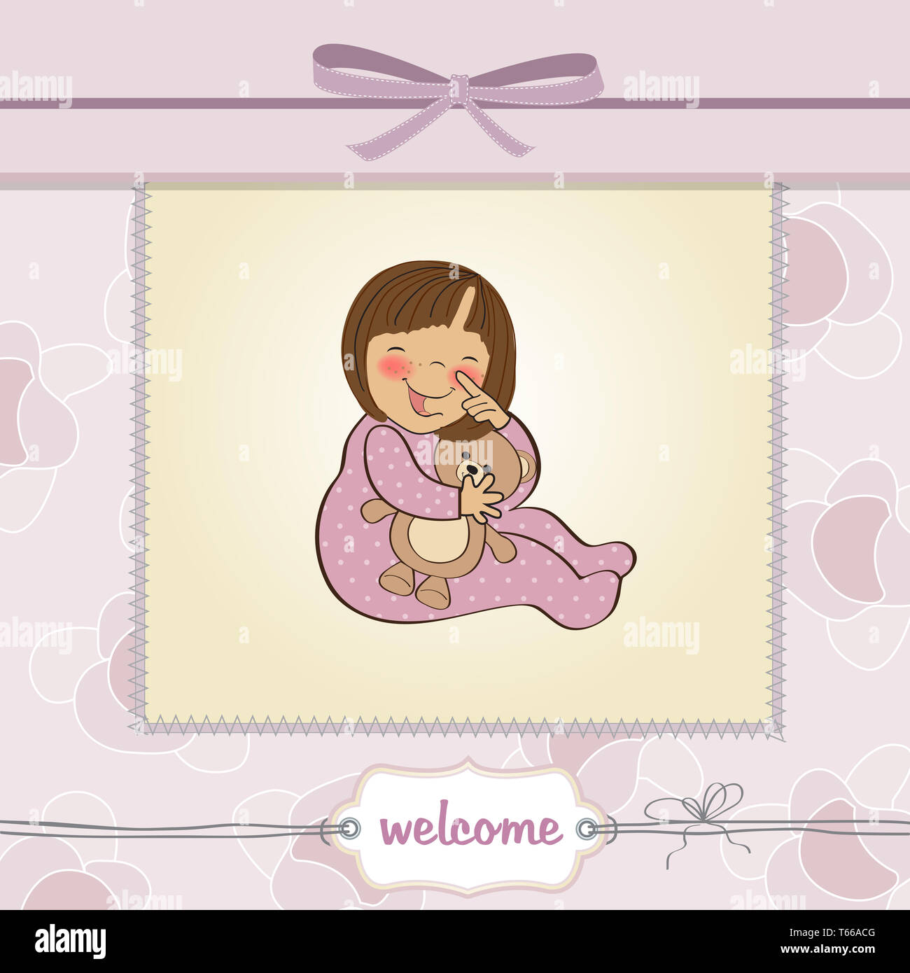 little baby girl with her teddy bear toy Stock Photo - Alamy