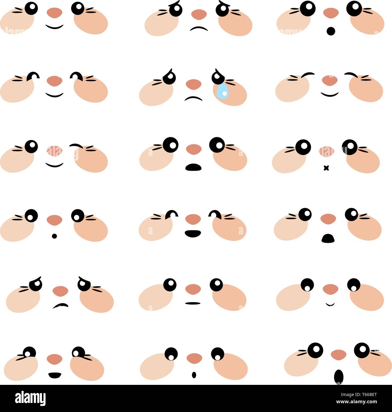 Emoji. Vector collection of 18 different elements. Eps 10 Stock Vector