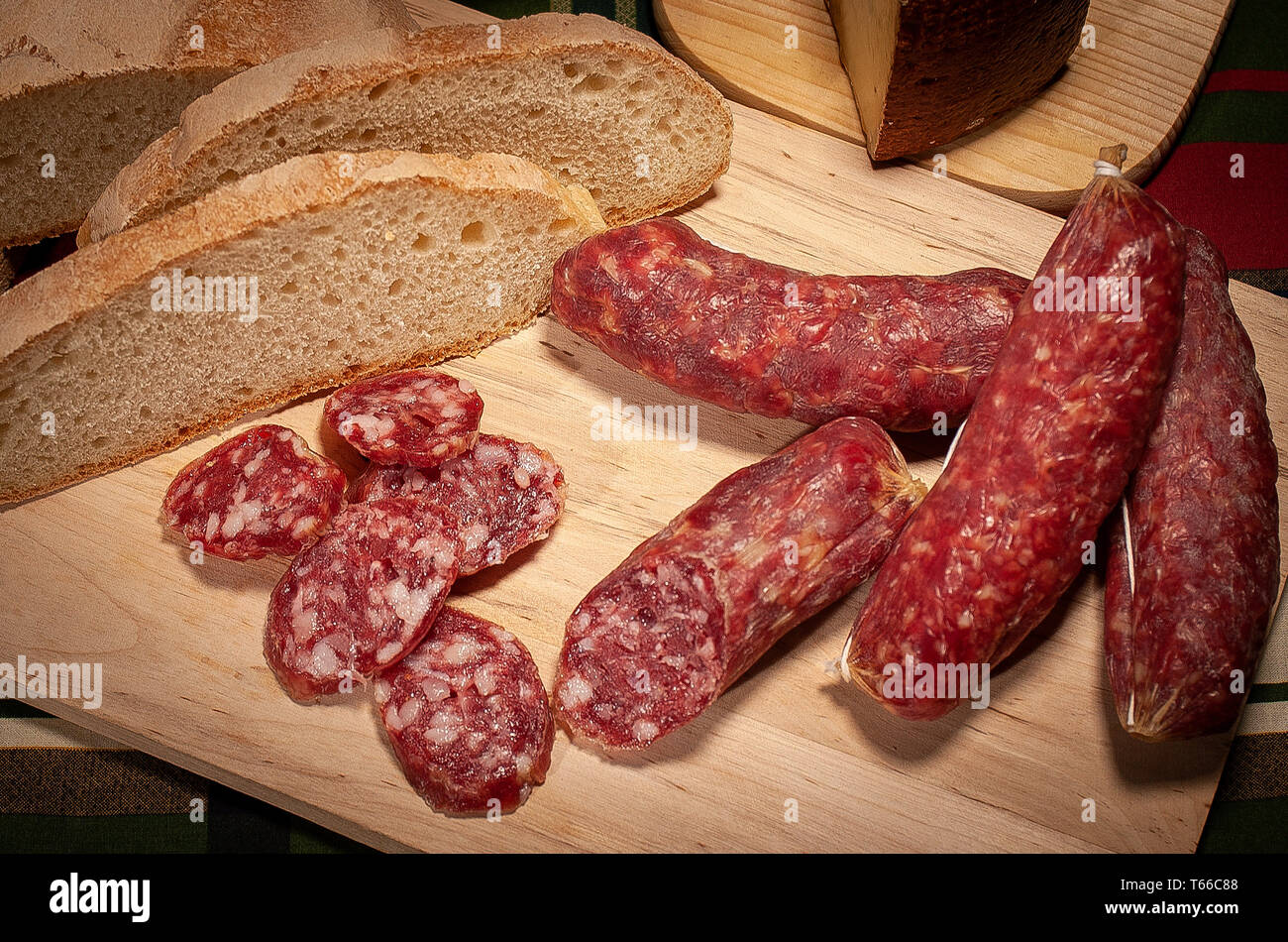 Italy Tuscany Tuscan â€œcacciatorinoâ€ salami Stock Photo