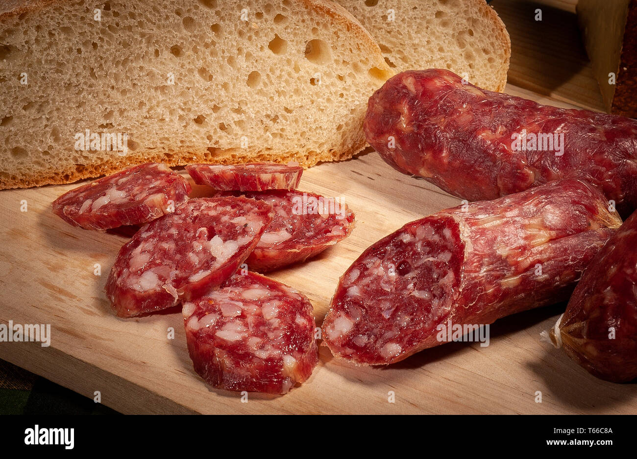 Italy Tuscany Tuscan “cacciatorino” salami Stock Photo