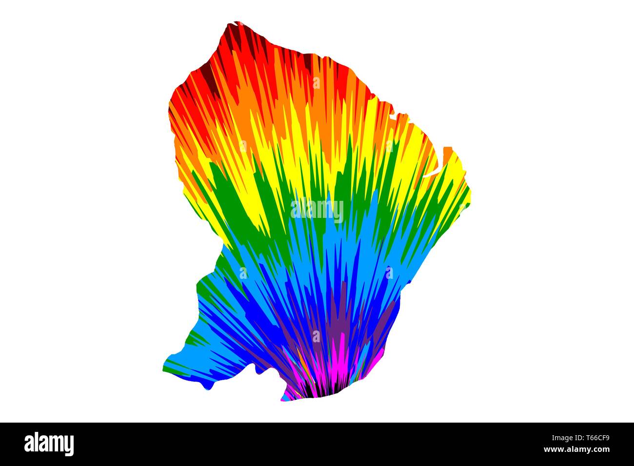 French Guiana map is designed rainbow abstract colorful pattern