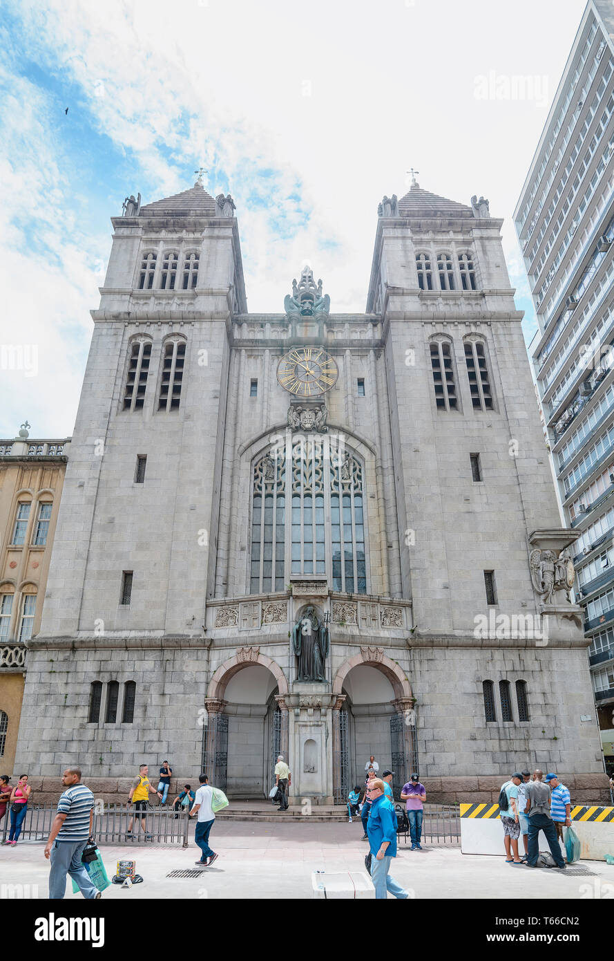 Sao Paulo SP, Brazil - February 27, 2019: Monastery of Sao Bento. Historical church on downtown, neo-roman architecture. Stock Photo