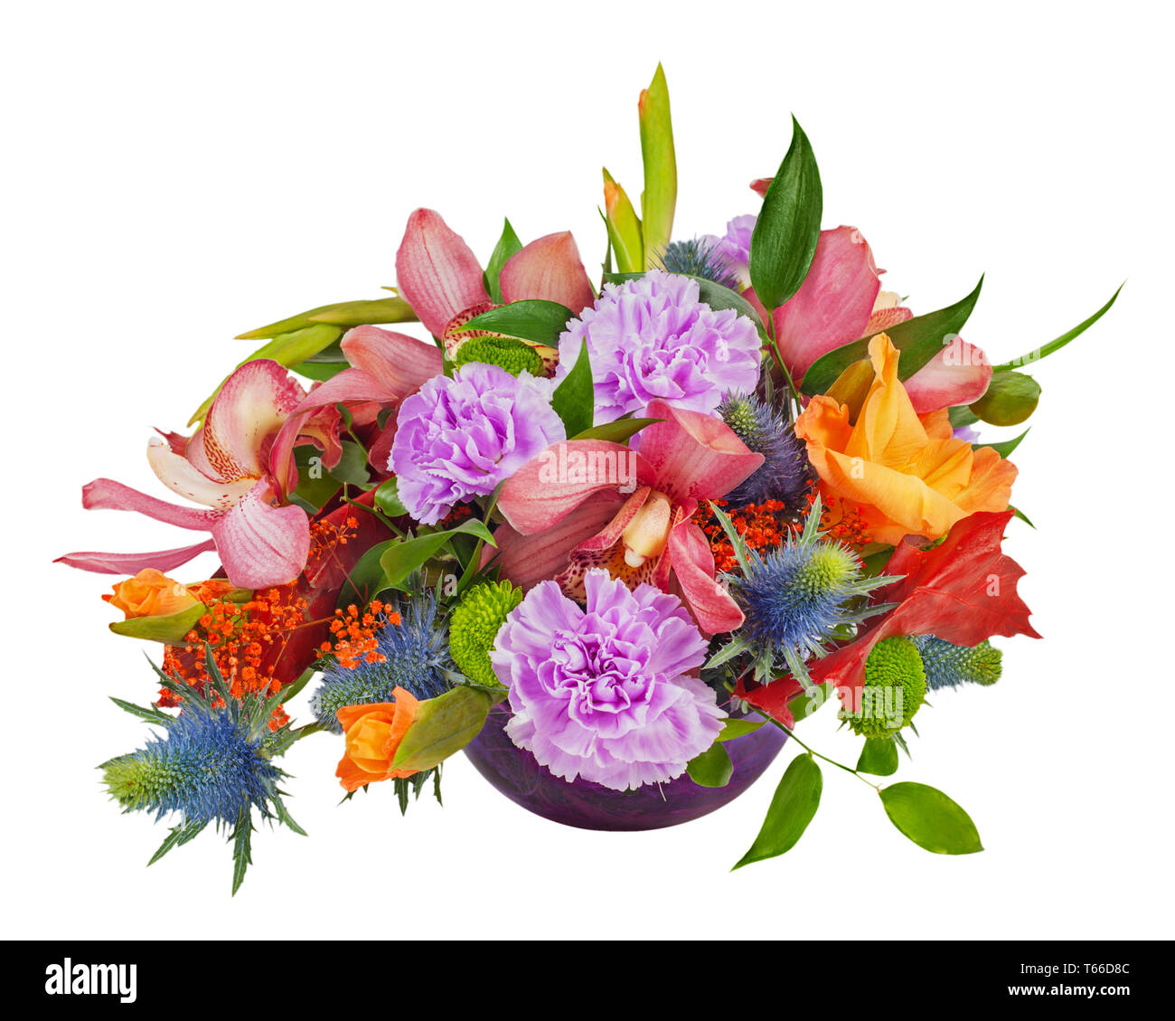 Floral bouquet of orchids, gladioluses and carnati Stock Photo