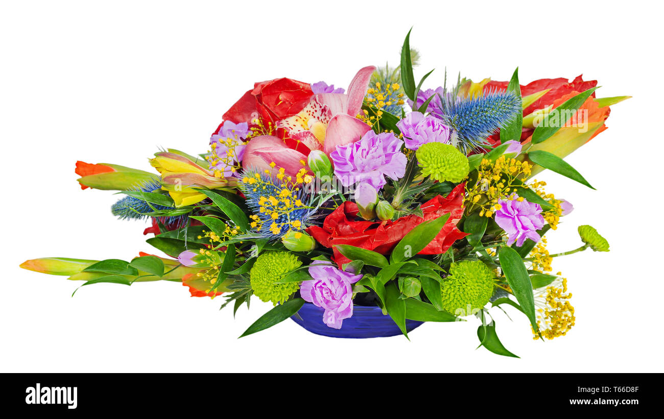 Floral bouquet of orchids, gladioluses and carnati Stock Photo